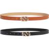 imageTOPACC 2 Pack Waist Belts for Women Fashion Skinny Belt Set for Dresses Pants Business CasualF Brown  Black