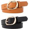 imageTOPACC 2 Pack Waist Belts for Women Fashion Skinny Belt Set for Dresses Pants Business CasualI Brown  Black