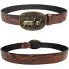 imageTOPACC Cowboy Belt for Men Women Western Country Cowgirl Belt for Jeans Pants Rodeo OutfitA Brown
