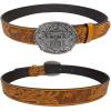imageTOPACC Cowboy Belts for Men Women with Western Cross Buckle Cowgirl Country Belt for Jeans PantsA Brown