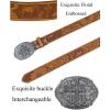 imageTOPACC Cowboy Belts for Men Women with Western Cross Buckle Cowgirl Country Belt for Jeans PantsA Brown