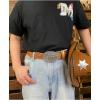 imageTOPACC Cowboy Belts for Men Women with Western Cross Buckle Cowgirl Country Belt for Jeans PantsA Brown