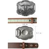 imageTOPACC Cowboy Belts for Men Women with Western Cross Buckle Cowgirl Country Belt for Jeans PantsD Brown