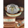 imageTOPACC Cowboy Belts for Men Women with Western Cross Buckle Cowgirl Country Belt for Jeans PantsE Brown