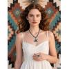imageTOPACC Navajo Pearl Necklace Western Jewelry Set for Women Turquoise Necklace with Earrings Ring Cowgirl AccessoryATurquoise