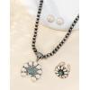 imageTOPACC Navajo Pearl Necklace Western Jewelry Set for Women Turquoise Necklace with Earrings Ring Cowgirl AccessoryATurquoise