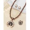 imageTOPACC Navajo Pearl Necklace Western Jewelry Set for Women Turquoise Necklace with Earrings Ring Cowgirl AccessoryAWhite