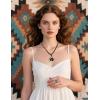 imageTOPACC Navajo Pearl Necklace Western Jewelry Set for Women Turquoise Necklace with Earrings Ring Cowgirl AccessoryAWhite