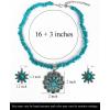 imageTOPACC Navajo Pearl Necklace Western Jewelry Set for Women Turquoise Necklace with Earrings Ring Cowgirl AccessoryBTurquoise