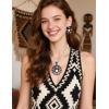 imageTOPACC Navajo Pearl Necklace Western Jewelry Set for Women Turquoise Necklace with Earrings Ring Cowgirl AccessoryBWhite