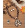 imageTOPACC Navajo Pearl Necklace Western Jewelry Set for Women Turquoise Necklace with Earrings Ring Cowgirl AccessoryCWhite