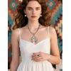 imageTOPACC Navajo Pearl Necklace Western Jewelry Set for Women Turquoise Necklace with Earrings Ring Cowgirl AccessoryCWhite