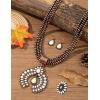 imageTOPACC Navajo Pearl Necklace Western Jewelry Set for Women Turquoise Necklace with Earrings Ring Cowgirl AccessoryCWhite