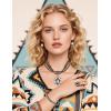 imageTOPACC Navajo Pearl Necklace Western Jewelry Set for Women Turquoise Necklace with Earrings Ring Cowgirl AccessoryDWhite
