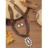 imageTOPACC Navajo Pearl Necklace Western Jewelry Set for Women Turquoise Necklace with Earrings Ring Cowgirl AccessoryDWhite