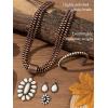 imageTOPACC Navajo Pearl Necklace Western Jewelry Set for Women Turquoise Necklace with Earrings Ring Cowgirl AccessoryDWhite