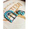 imageTOPACC Turquoise Belt Buckle for Women Western Cowgirl Cowboy Rodeo Buckle 15 InchesTurquoise