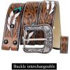 imageTOPACC Western Belts for Women Men Cowgirl Cowboy Country Belts with Buckles for Jeans Pants RodeoAbrown