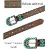 imageTOPACC Western Belts for Women Men Cowgirl Cowboy Country Belts with Buckles for Jeans Pants RodeoDturquoise