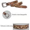 imageTOPACC Western Belts for Women Men Cowgirl Cowboy Country Belts with Buckles for Jeans Pants RodeoGbrown