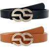 imageTOPACC 2 Pack Waist Belts for Women Fashion Skinny Belt Set for Dresses Pants Business CasualF Brown  Black