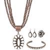 imageTOPACC Navajo Pearl Necklace Western Jewelry Set for Women Turquoise Necklace with Earrings Ring Cowgirl AccessoryDWhite