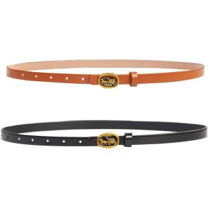 imageTOPACC 2 Pack Waist Belts for Women Fashion Skinny Belt Set for Dresses Pants Business CasualE Brown  Black