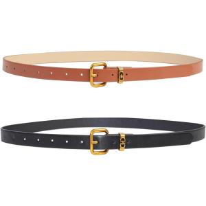 imageTOPACC 2 Pack Waist Belts for Women Fashion Skinny Belt Set for Dresses Pants Business CasualG Brown  Black