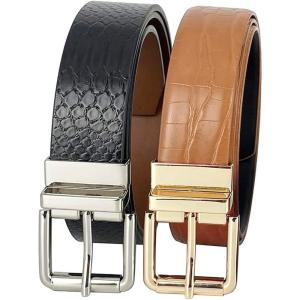 imageTOPACC 2 Pack Waist Belts for Women Fashion Skinny Belt Set for Dresses Pants Business CasualH Brown  Black