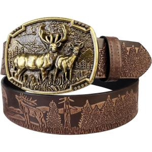 imageTOPACC Cowboy Belt for Men Women Western Country Cowgirl Belt for Jeans Pants Rodeo OutfitA Brown