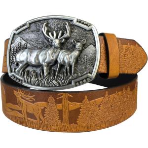 imageTOPACC Cowboy Belt for Men Women Western Country Cowgirl Belt for Jeans Pants Rodeo OutfitB Brown