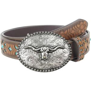 imageTOPACC Cowboy Belt for Men Women Western Country Cowgirl Belt for Jeans Pants Rodeo OutfitC Brown