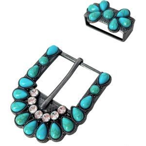 imageTOPACC Turquoise Belt Buckle for Women Western Cowgirl Cowboy Rodeo Buckle 15 InchesTurquoise
