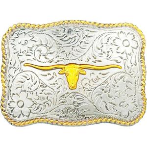 imageTOPACC Western Belt Buckle for Men Cowboy Longhorn Buckle Cowgirl Rodeo Buckle 15 Inches Novelty Belt Buckle Christmas Gift