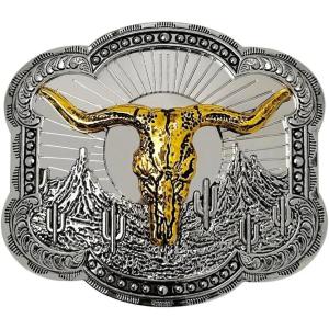 imageTOPACC Western Belt Buckle for Men Women Cowboy Cowgirl Rodeo Buckle 15 Inches Novelty Belt BuckleGold