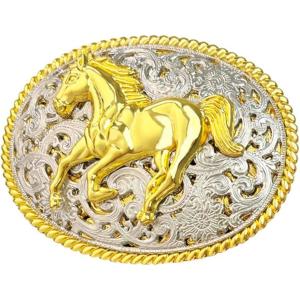imageTOPACC Western Belt Buckle for Men Women Cowboy Cowgirl Rodeo Gold Buckle 15 Inches Novelty Belt BuckleAgold
