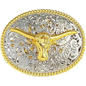 imageTOPACC Western Belt Buckle for Men Women Cowboy Cowgirl Rodeo Gold Buckle 15 Inches Novelty Belt BuckleBgold