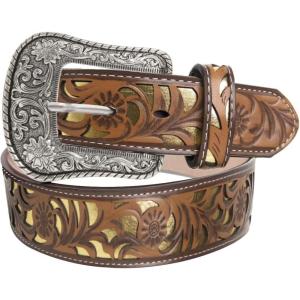 imageTOPACC Western Belts for Women Men Cowgirl Cowboy Country Belts with Buckles for Jeans Pants RodeoGbrown