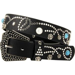 imageTOPACC Western Belts for Women Men Cowgirl Cowboy Country Belts with Buckles for Jeans Pants RodeoMblack