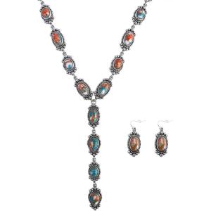 imageTOPACC Western Turquoise Necklace and Earring Sets for Women Cowgirl AccessoriesTurquoiseA