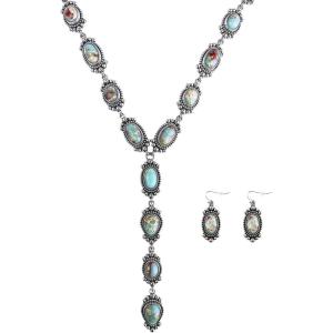 imageTOPACC Western Turquoise Necklace and Earring Sets for Women Cowgirl AccessoriesTurquoiseB