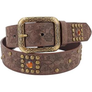 imageTOPACC Womens Western Belts for Jeans Cowgirl Belt with Buckle Girls Country Belt for Pants DressesDcoffee