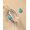 imageTOPACC Turquoise Cuff Bracelet for Women with Turquoise Ring Western Cowgirl Bracelet Bohemian Jewelry Set for Western OutfitATurquoise Silver