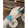 imageTOPACC Turquoise Cuff Bracelet for Women with Turquoise Ring Western Cowgirl Bracelet Bohemian Jewelry Set for Western OutfitBTurquoise Silver