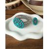 imageTOPACC Turquoise Cuff Bracelet for Women with Turquoise Ring Western Cowgirl Bracelet Bohemian Jewelry Set for Western OutfitCTurquoise Silver