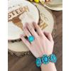 imageTOPACC White Turquoise Bracelets with Ring Western Cowgirl Stretch Bracelet for Women Boho Jewelry Set for Western OutfitATurquoise Silver