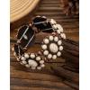 imageTOPACC White Turquoise Bracelets with Ring Western Cowgirl Stretch Bracelet for Women Boho Jewelry Set for Western OutfitAWhite Bronze