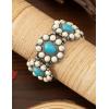 imageTOPACC White Turquoise Bracelets with Ring Western Cowgirl Stretch Bracelet for Women Boho Jewelry Set for Western OutfitAWhite Turquoise Silver