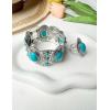 imageTOPACC White Turquoise Bracelets with Ring Western Cowgirl Stretch Bracelet for Women Boho Jewelry Set for Western OutfitBTurquoise Silver