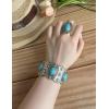 imageTOPACC White Turquoise Bracelets with Ring Western Cowgirl Stretch Bracelet for Women Boho Jewelry Set for Western OutfitBTurquoise Silver